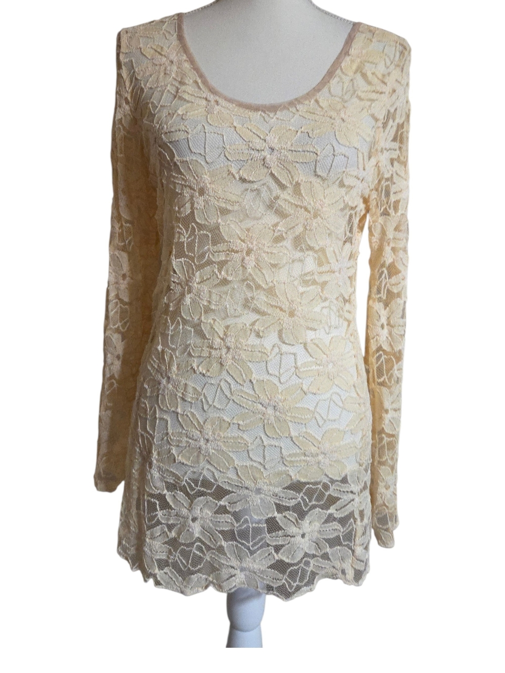 Off White Floral Lace Tunic